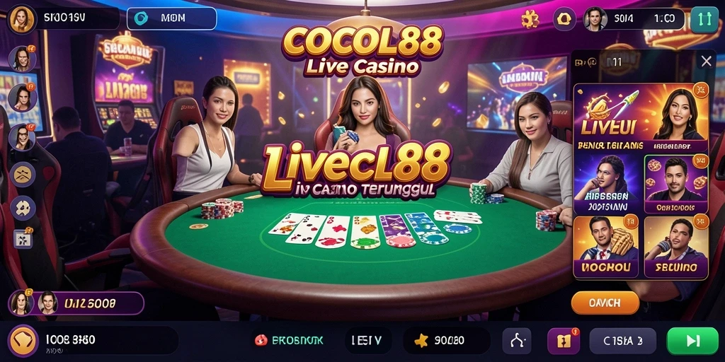 Screenshot gameplay COCOL88 menampilkan suasana Live Casino yang seru dan menarik.