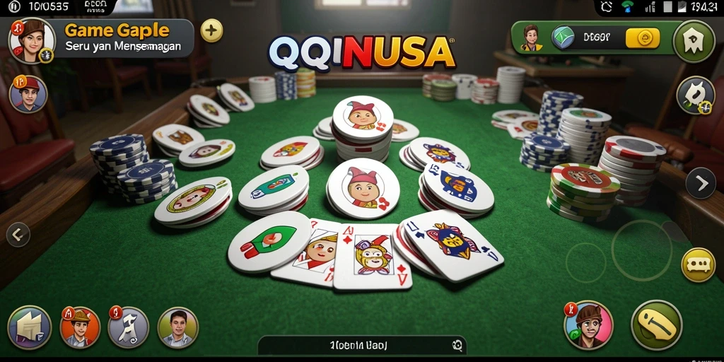 Screenshot gameplay seru dari QQNUSA yang menampilkan suasana Gaple.