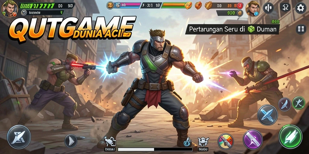 Screenshot QTGAME menampilkan aksi pertarungan yang intens dan mendebarkan.