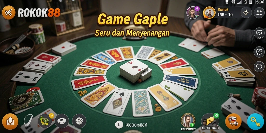 Tampilan gameplay Gaple di ROKOK88 yang seru dan interaktif.
