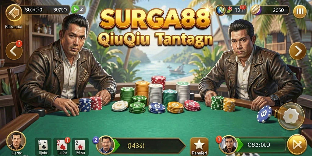 Tampilan gameplay seru di SURGA88 dengan kartu QiuQiu.