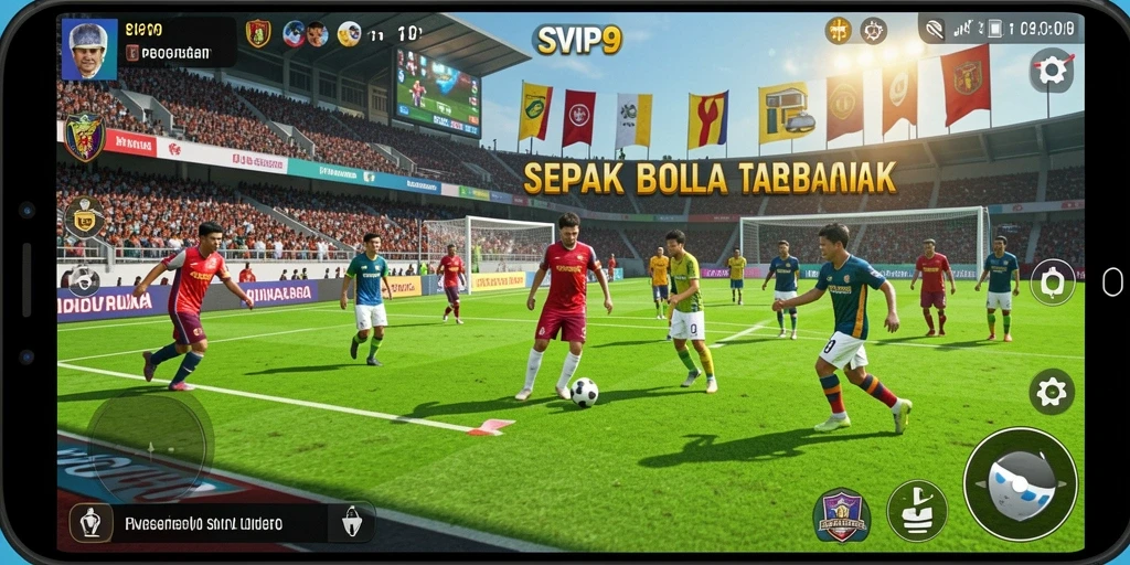 Screenshot gameplay <strong>SVIP9</strong> menampilkan aksi seru di lapangan sepak bola.