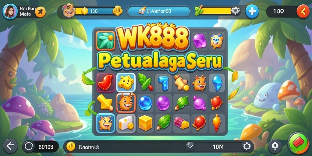 Tampilan gameplay WK888 yang warna-warni dan penuh tantangan.